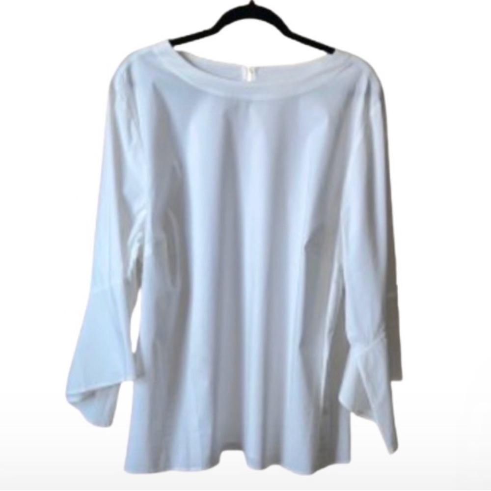 Christian Siriano for J. Jill White Bell Sleeve Blouse Top 2X NWOT